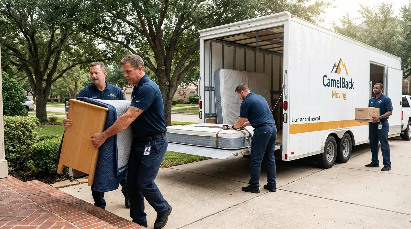 Crew loading residential truck for cross-state move from Marianna, FL